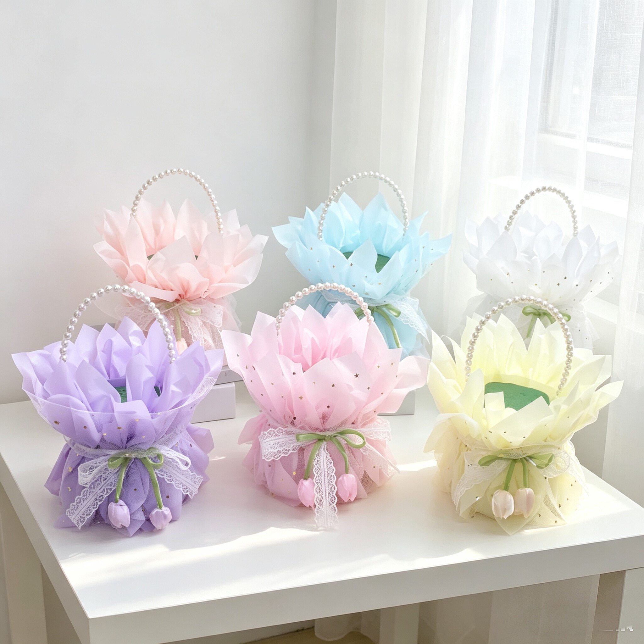 情人节花手提花篮零食花包装成品