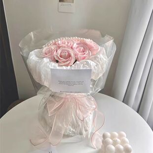 情人节礼物 奶油小香风玫瑰香皂花 浪漫告白见面花束送女朋友生日