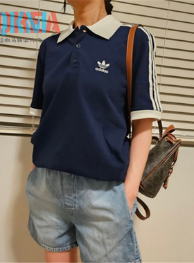 阿迪达斯Adidas三叶草男女美式复古运动休闲Polo衫短袖T恤 II5776