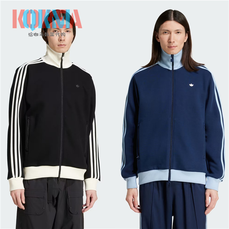 阿迪达斯Adidas三叶草男女三条杠美式复古休闲运动夹克外套JC6353