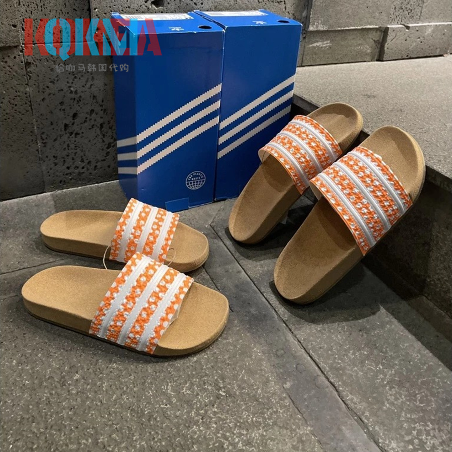 阿迪达斯Adidas三叶草男女夏季复古休闲运动软木沙滩凉拖鞋GX9482