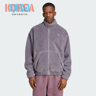 阿迪达斯Adidas三叶草男女复古休闲运动羊羔摇粒绒夹克外套IY2255