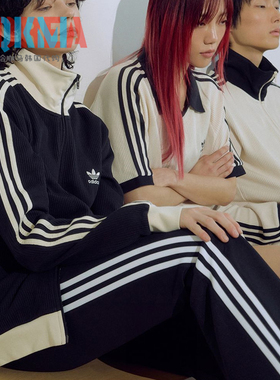 阿迪达斯Adidas三叶草男女华夫格美式复古休闲运动夹克外套JV9263