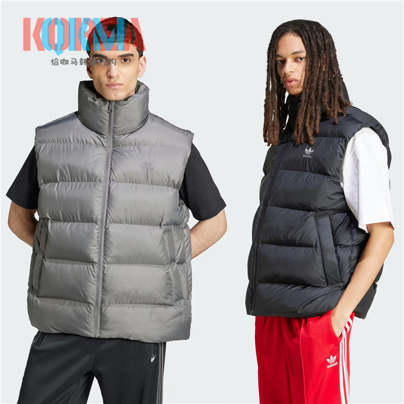阿迪达斯Adidas三叶草男女复古休闲运动棉背心马甲IY3399 IY3401