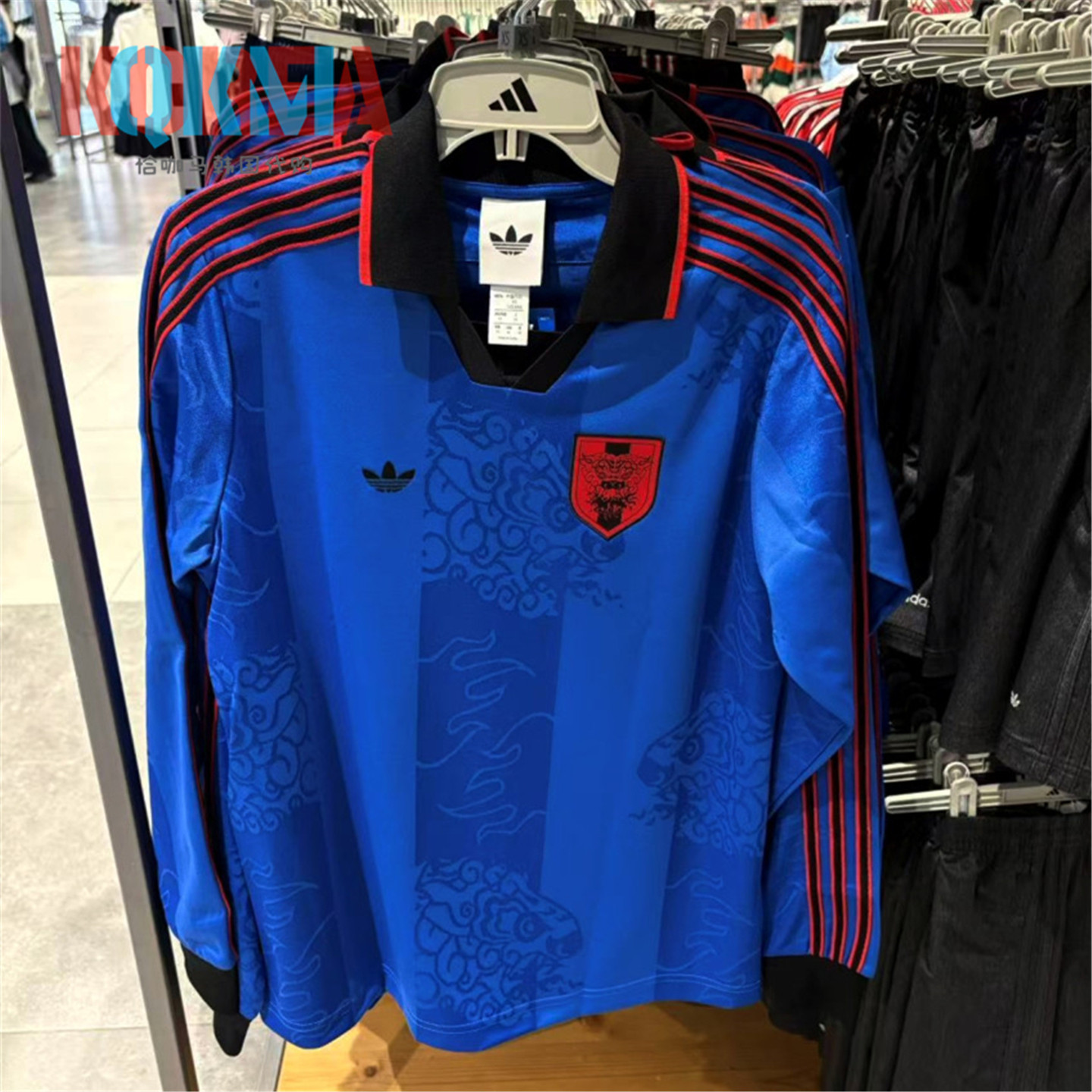 阿迪达斯Adidas三叶草男女复古休闲运动足球翻领套头衫长袖KC9303