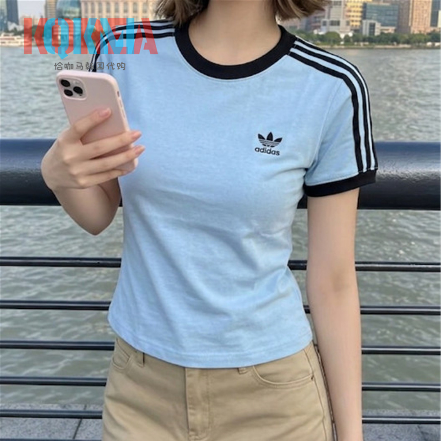 Adidas复古休闲运动修身T恤短袖