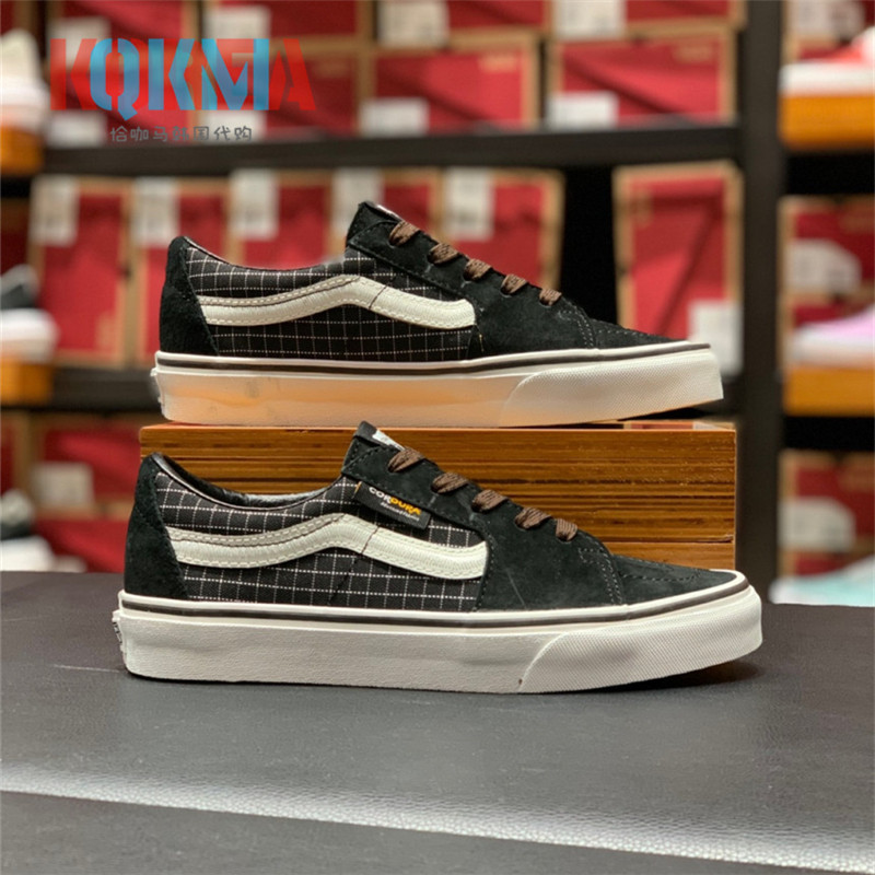 Vans范斯SK8 Low男女格纹翻毛皮休闲运动低帮滑板鞋 VN0009QRBLA