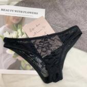 大码 简约透气 全透镂空清凉舒适裤 低腰性感蕾丝女士内裤 半臀三角裤
