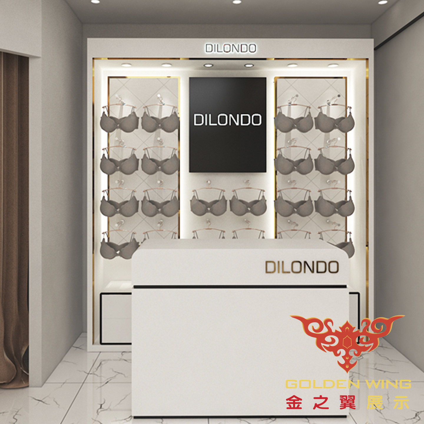 可调节内衣店睡衣文胸内裤货架展示柜高柜展示架中岛展示台定制