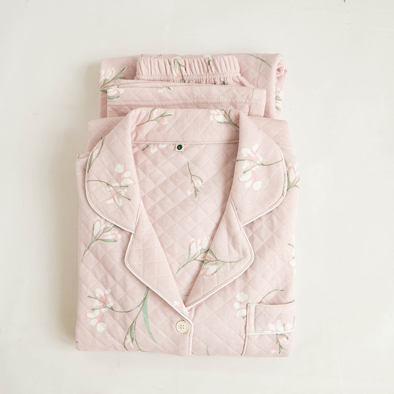 秋冬款高端优雅花全棉夹棉空气棉女士睡衣长袖春秋开衫家居服套装,女士内衣/男士内衣/家居服,睡衣/家居服套装,淘宝优惠券,粉丝福利购,淘宝优惠卷