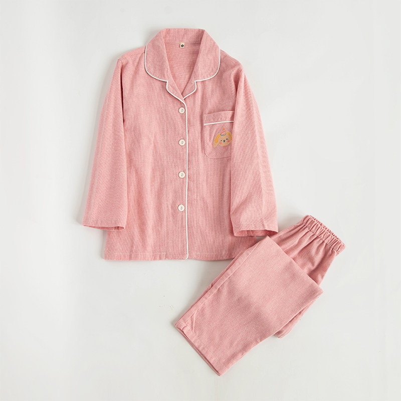 春秋冬款亲子全棉磨毛绒布儿童男童女童长袖睡衣纯棉中大童家居服