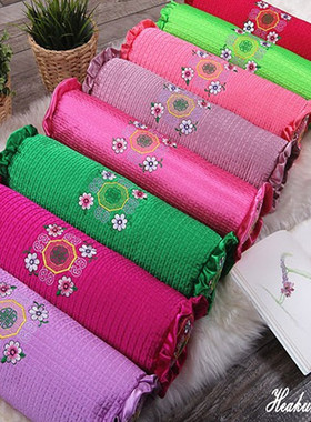 韩式枕全乔麦皮内胆圆枕一只低头族枕头专消富贵包修复荞麦护颈枕