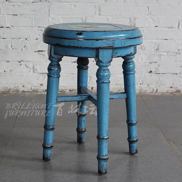 圆凳包邮 地中海梳妆凳子 时尚瓷片小圆凳子 实木餐凳坐具古筝凳