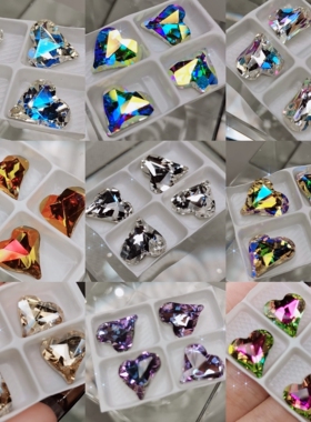 美甲饰品 尖底异形钻 歪桃心爱心12x13mm k9高档水晶玻璃 美甲钻