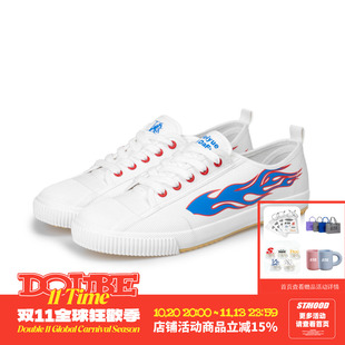 BKxFEIYUE飞跃联名实战家火焰白色低帮橡胶帆布休闲球鞋
