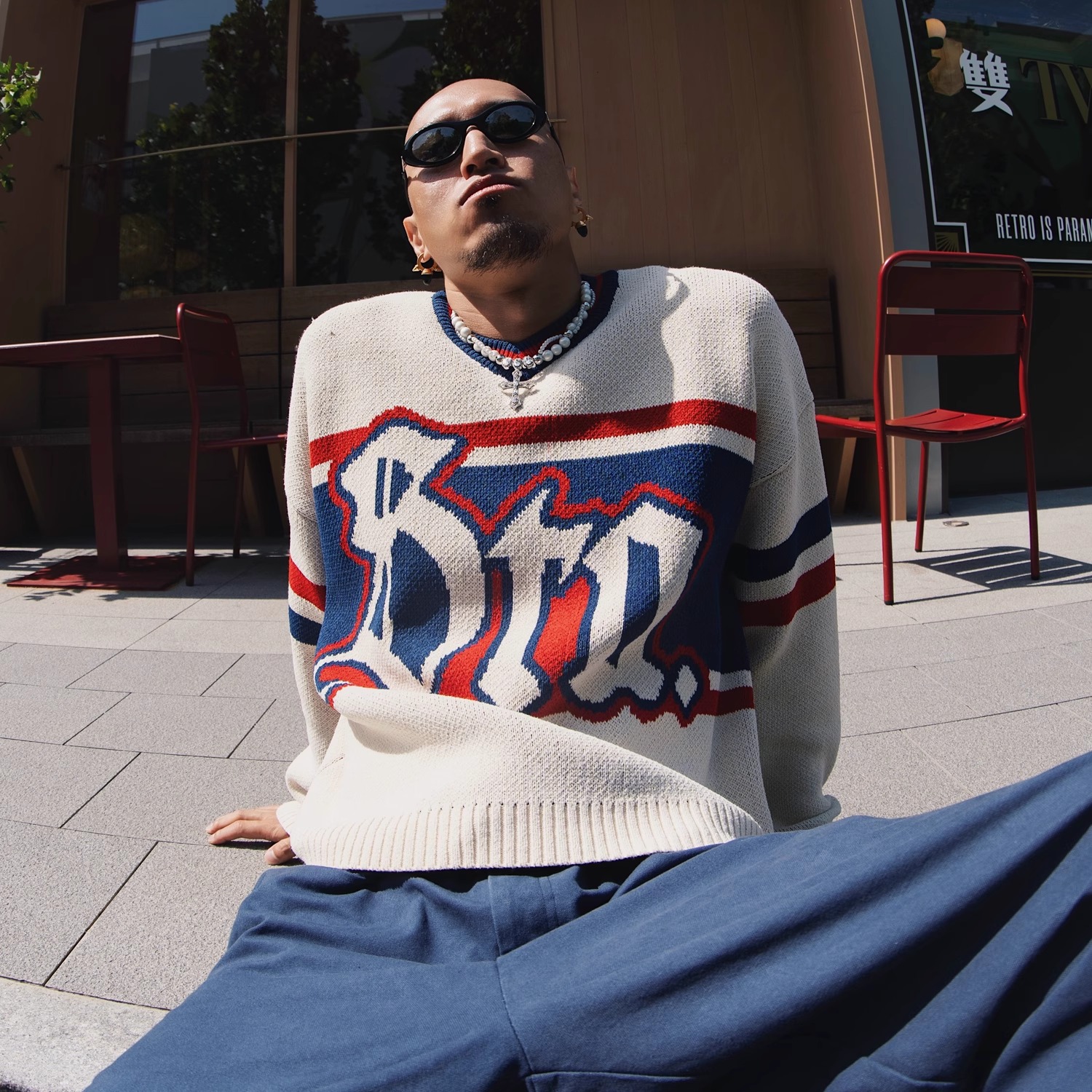 STA2025秋季哥特体提花拼色毛衣