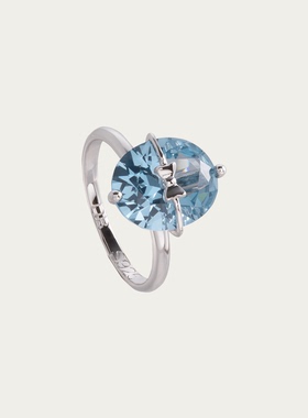 蝴蝶结蓝宝石925银求婚戒指