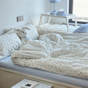 月光集 ins清新全棉斜纹棉四件套纯棉宿舍韩系小猫咪床品 加菲