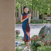 棉绸旗袍 茉茉春夏 复古热烈日常港式 有省半开襟中款 港湾 小连袖