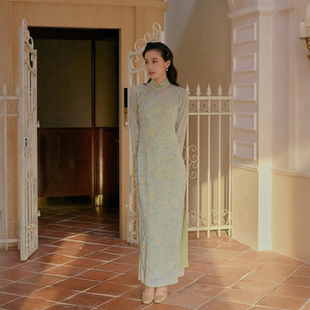 复古日常网纱旗袍2件套 无省全开襟盘扣 画沙 九分连袖 茉茉秋新品