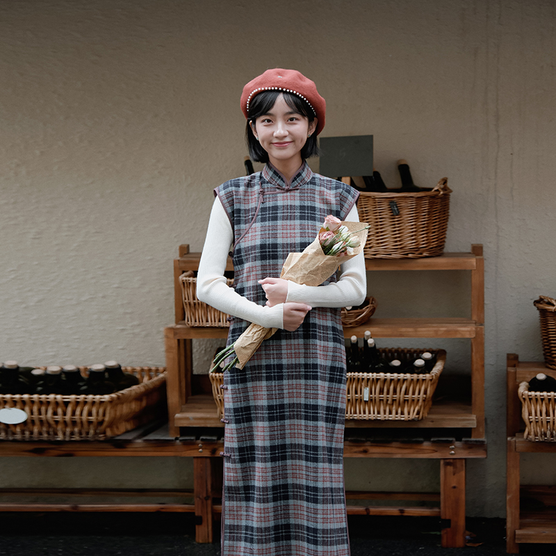 茉茉无省全开襟复古日常羊毛旗袍