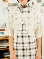 MOMOTOB cheongsam paired with a spring and summer five-quarter wide-sleeved, artistic and sweet solid-colored cotton lace-up cardigan shawl thumbnail 2