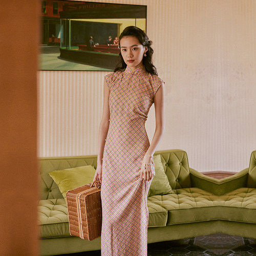 茉茉全开襟温婉显白日常棉绸旗袍