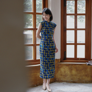 茉茉夏秋 小连袖侧拉链有省中长款 复古日常港式棉绸旗袍 澜茵