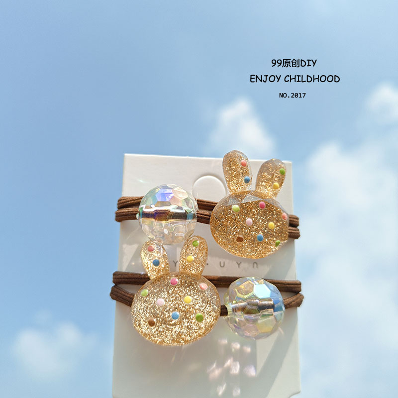 儿童闪亮皮筋可爱兔子头绳