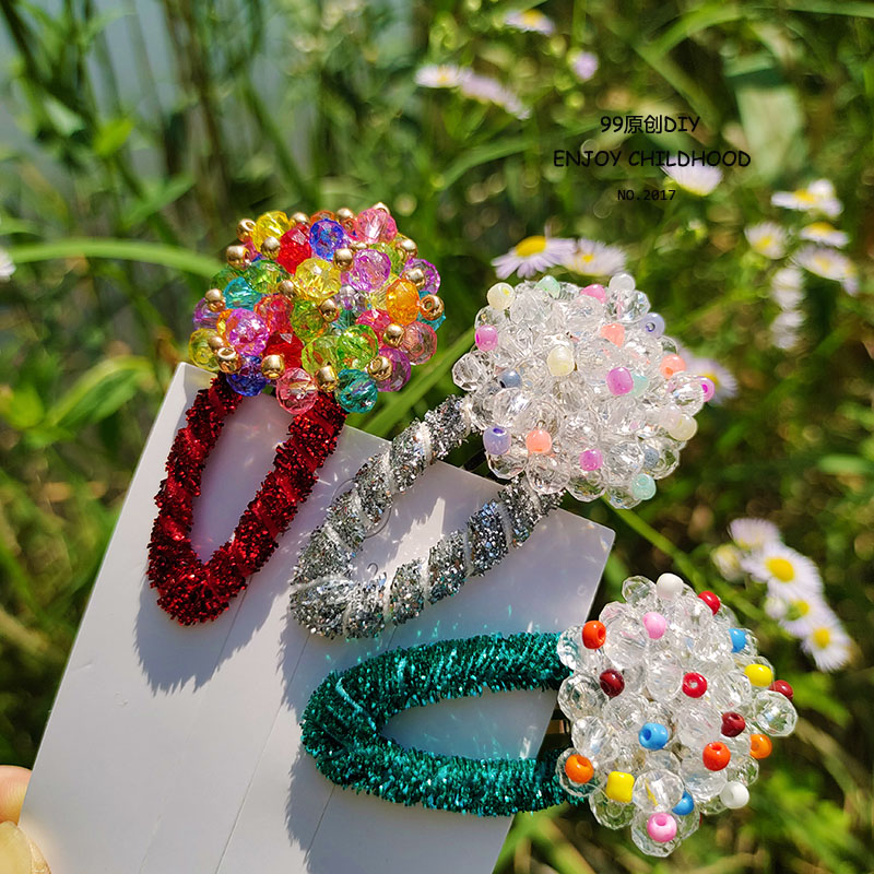 淑女小清新水晶发卡儿童手工串珠