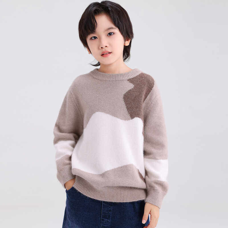 定制儿童童装羊绒衫男女孩纯羊绒毛衣中大童学生胖童加厚宽松毛衣