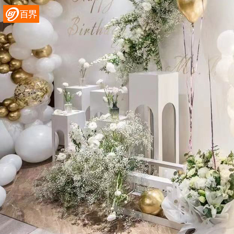 百界婚庆道具铁艺甜品台婚礼迎宾区装饰摆件蛋糕台桌路引舞台布置