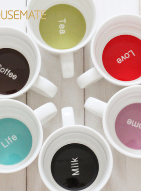 韩式水杯马克杯陶瓷杯子情侣喝水杯字母杯大容量马克杯简约水杯