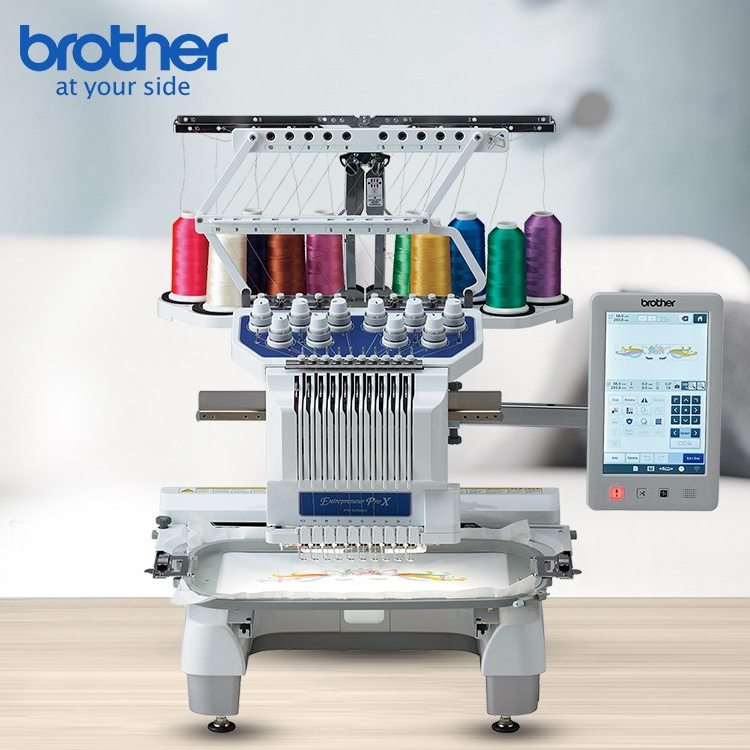 Brother兄弟牌PR1055X商用单头10针电脑绣花机可绣成衣成品绣