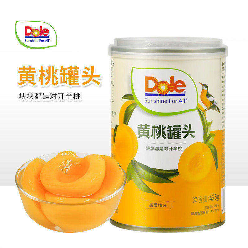Dole都乐黄桃罐头425g罐装新鲜糖水型水果烘焙开盖即食休闲零食