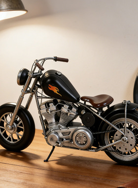 复古铁艺哈雷机车模型摆件道具