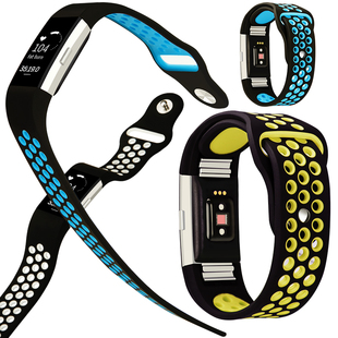 fitbit charge 2智能手环替换表带 charge 3时尚双色运动硅胶表带