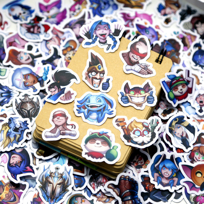 英雄联盟贴纸表情包手账游戏LOL弱爆防水粘贴不留胶可爱手机贴画