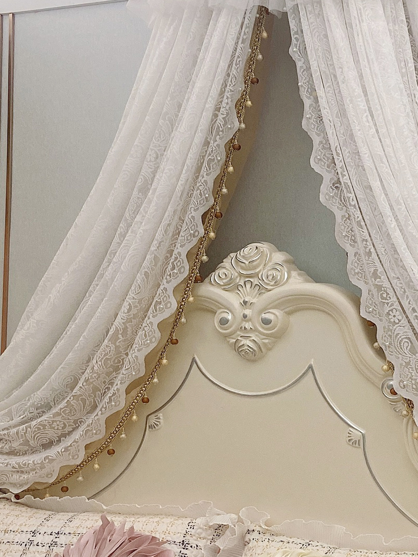 French Style Bed Canopy Elegant Decorative Bed Drapery - Taobao product photo 2