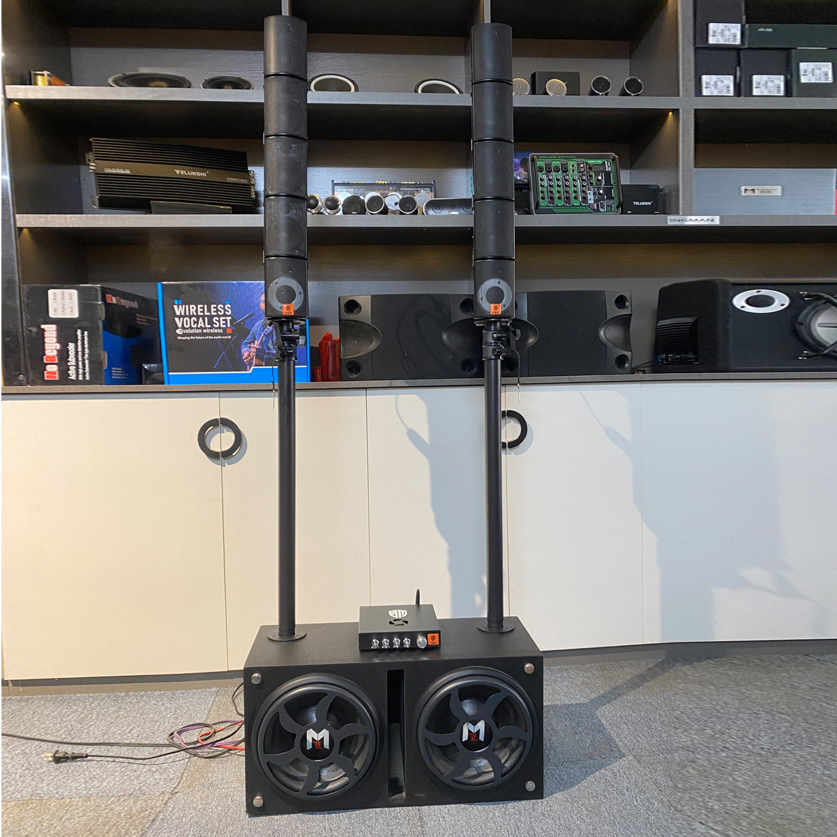 定制版家庭音柱音响 小线阵音箱双十寸低音炮2.1高品质功放套装