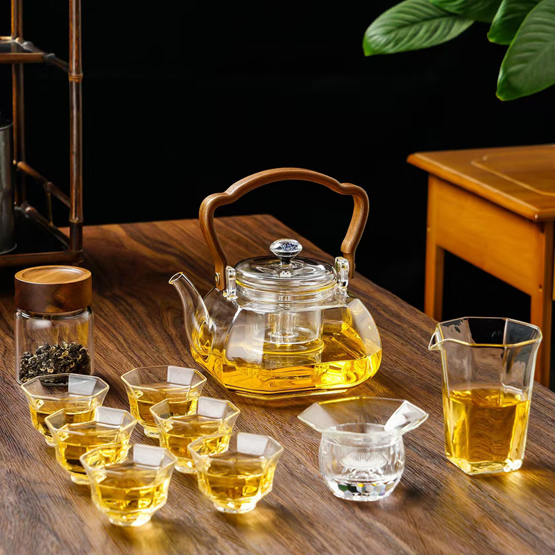 玻璃茶具套装家用透明茶杯办公室客厅耐热功夫茶具套组泡茶壶礼盒