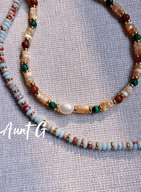 G阿姨天然石珍珠串珠项链女彩色小众设计配饰锁骨链叠戴甜酷配饰