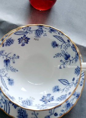日本Noritake 则武蓝色伊甸园蓝白更纱骨瓷红茶杯咖啡杯碟礼盒