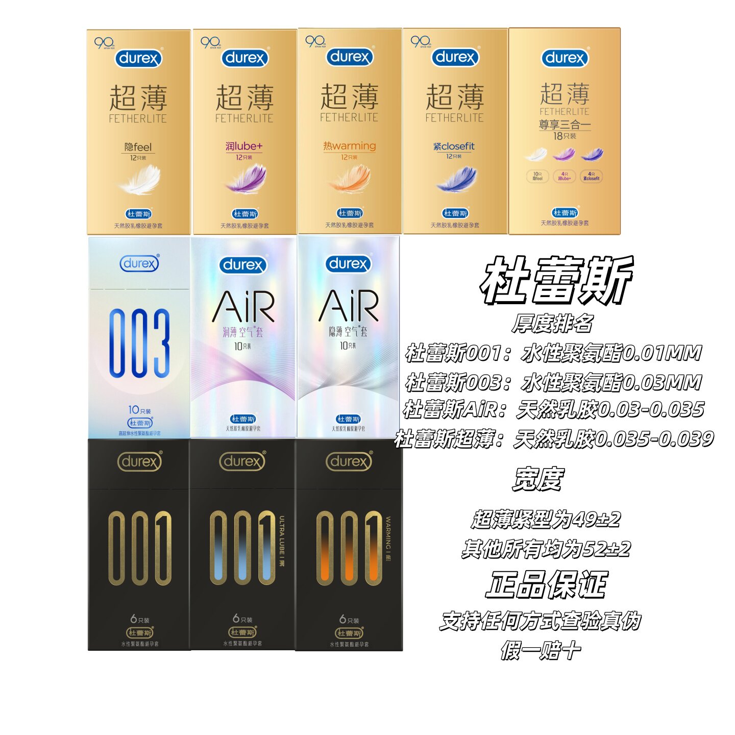 杜蕾斯0.01避孕套聚氨酯小号紧套