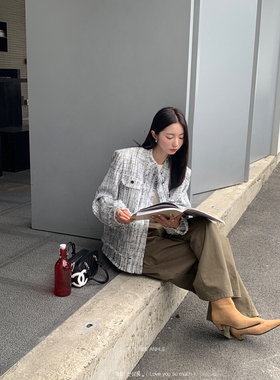 F.three三姐妹秋新款韩版小香风外套女流须气质短款宽松上衣19693