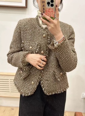 D.VStudio秋冬季新款气质碎边金丝重工女鹅绒服小香风羽绒服外套