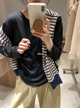 Hers一勺甜白色磨毛叠穿秋冬打底长袖T恤圆领休闲百搭宽松10147