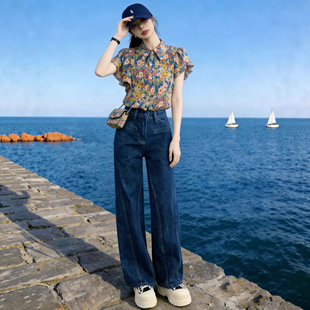 2026热辣夏装一整套多巴胺碎花短袖穿搭街头牛仔裤子两件套女套装