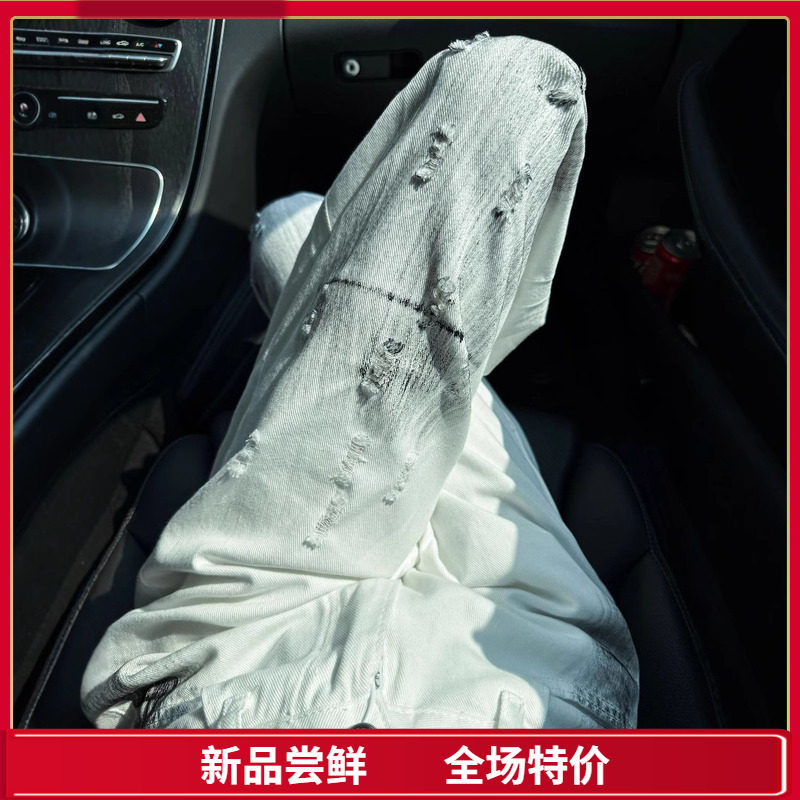 白色裤子女款2025新款爆款破洞阔腿裤夏季薄款高腰显瘦阔腿长裤子
