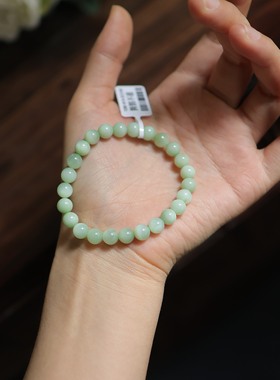 天然和田玉7mm黑羊洞圆珠单圈